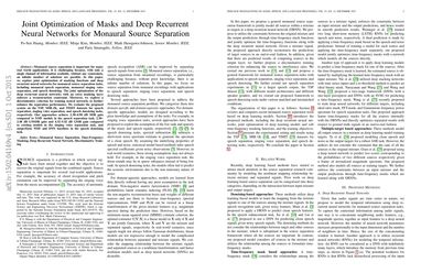Joint Optimization of Masks and Deep Recurrent Neural Networks for Monaural Source Separation