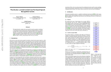 Wav2Letter: an End-to-End ConvNet-based Speech Recognition System