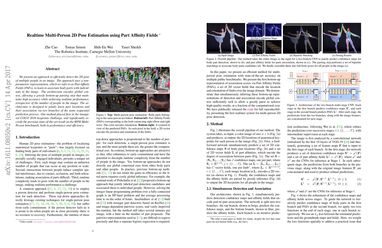 Realtime Multi-Person 2D Pose Estimation using Part Affinity Fields