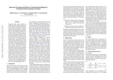 Relevance of Unsupervised Metrics in Task-Oriented Dialogue for Evaluating Natural Language Generation