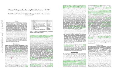 Dialogue Act Sequence Labeling using Hierarchical encoder with CRF
