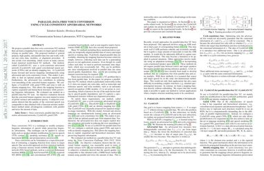 Parallel-Data-Free Voice Conversion Using Cycle-Consistent Adversarial Networks