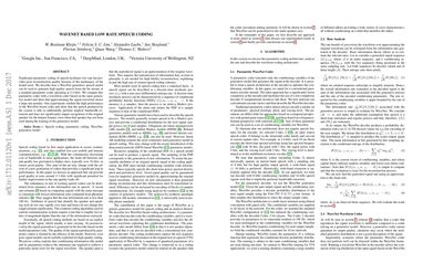 Wavenet based low rate speech coding