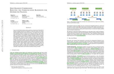 Deep Gradient Compression: Reducing the Communication Bandwidth for Distributed Training