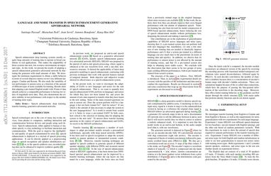 Language and Noise Transfer in Speech Enhancement Generative Adversarial Network