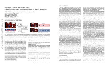 Looking to Listen at the Cocktail Party: A Speaker-Independent Audio-Visual Model for Speech Separation