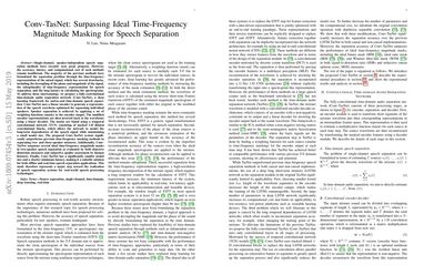 Conv-TasNet: Surpassing Ideal Time-Frequency Magnitude Masking for Speech Separation