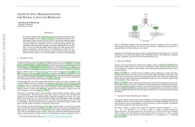 Adaptive Input Representations for Neural Language Modeling