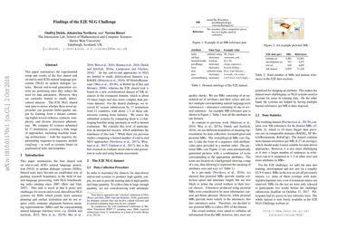 Findings of the E2E NLG Challenge