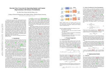 One-shot Voice Conversion by Separating Speaker and Content Representations with Instance Normalization