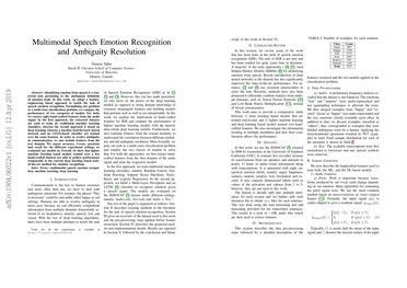 Multimodal Speech Emotion Recognition and Ambiguity Resolution