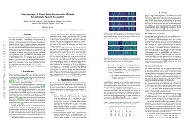 SpecAugment: A Simple Data Augmentation Method for Automatic Speech Recognition