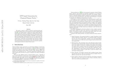GPT-based Generation for Classical Chinese Poetry