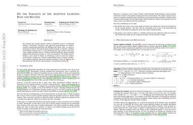On the Variance of the Adaptive Learning Rate and Beyond