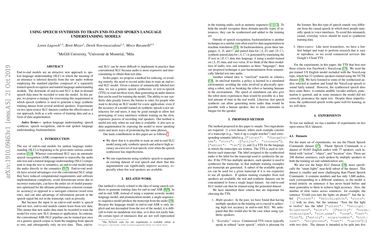 Using Speech Synthesis to Train End-to-End Spoken Language Understanding Models