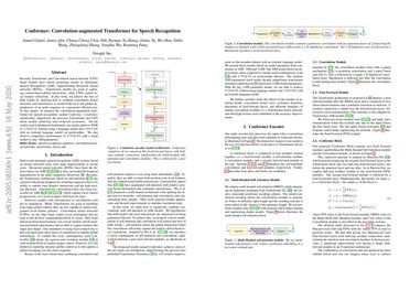 Conformer: Convolution-augmented Transformer for Speech Recognition