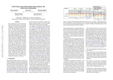 LUKE: Deep Contextualized Entity Representations with Entity-aware Self-attention