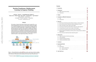 Decision Transformer: Reinforcement Learning via Sequence Modeling