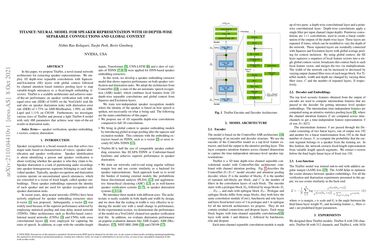 TitaNet: Neural Model for speaker representation with 1D Depth-wise separable convolutions and global context