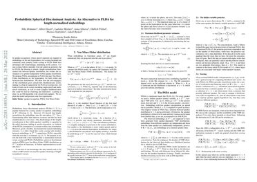 Probabilistic Spherical Discriminant Analysis: An Alternative to PLDA for length-normalized embeddings